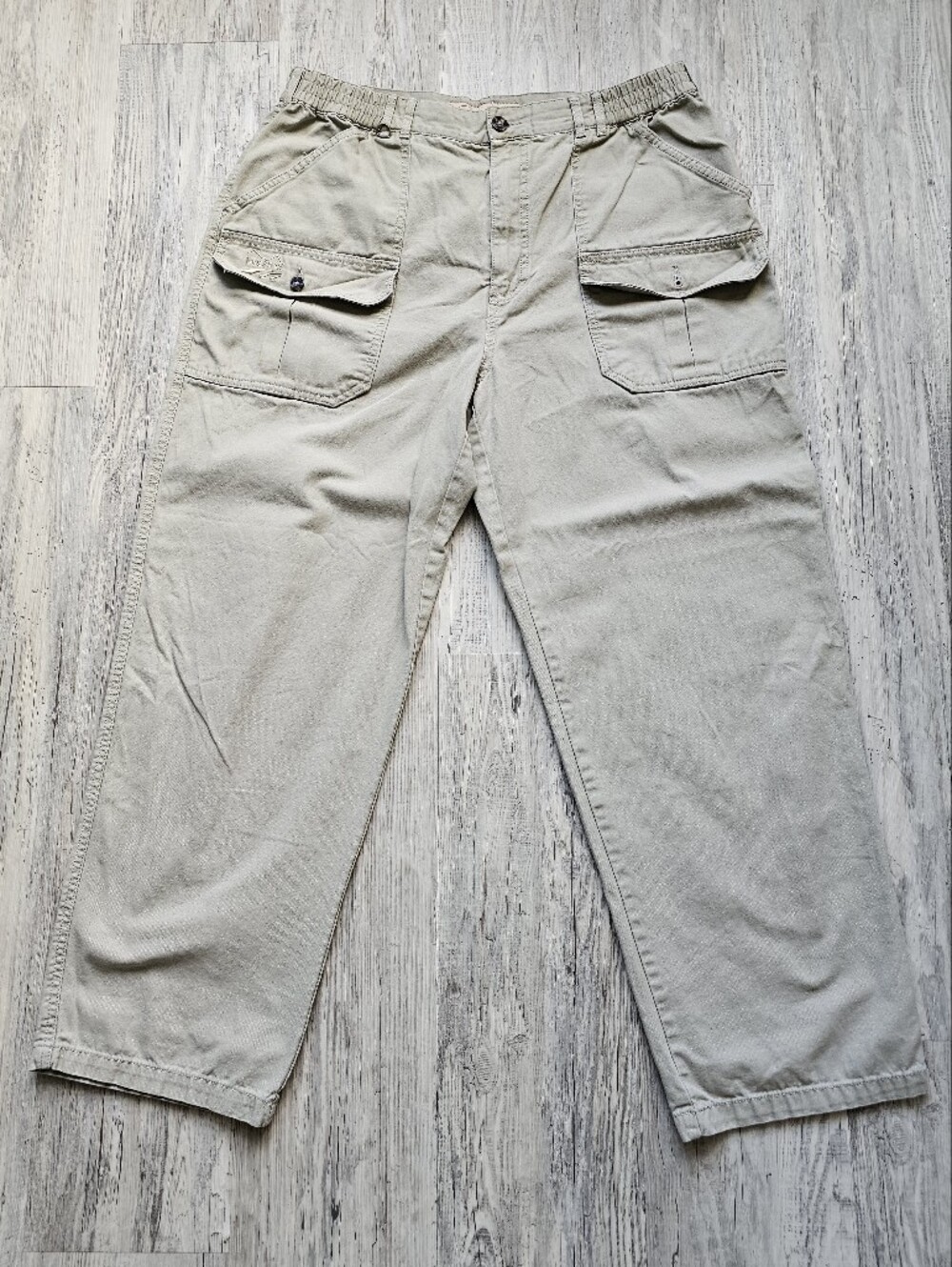 WindRiver Khaki Hiking Pants Men's 34x30 Elastic Waist Outdoor Utility